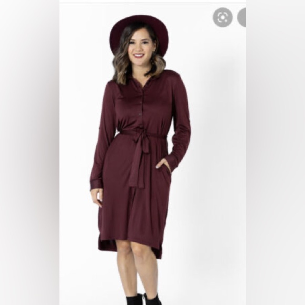 LulaRoe Ellie Shirt Dress || size XL || color- wine